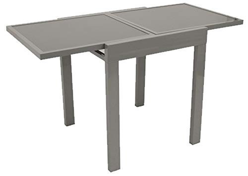 DEGAMO Balkontisch Amalfi aus Aluminium Silbergrau und Glas dunkelgrau 65x65cm